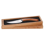 Le Buron cheese knife in its open oak box