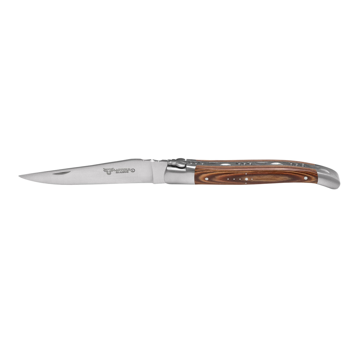 Folding knife with toffee pakkawood handle