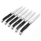Laguiole 6 Piece Steak Knife Set, Black in Wood Box with Acrylic Lid
