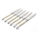 Laguiole 6 Piece Steak Knife Set, Platine Ivory in Wood Box with Acrylic Lid