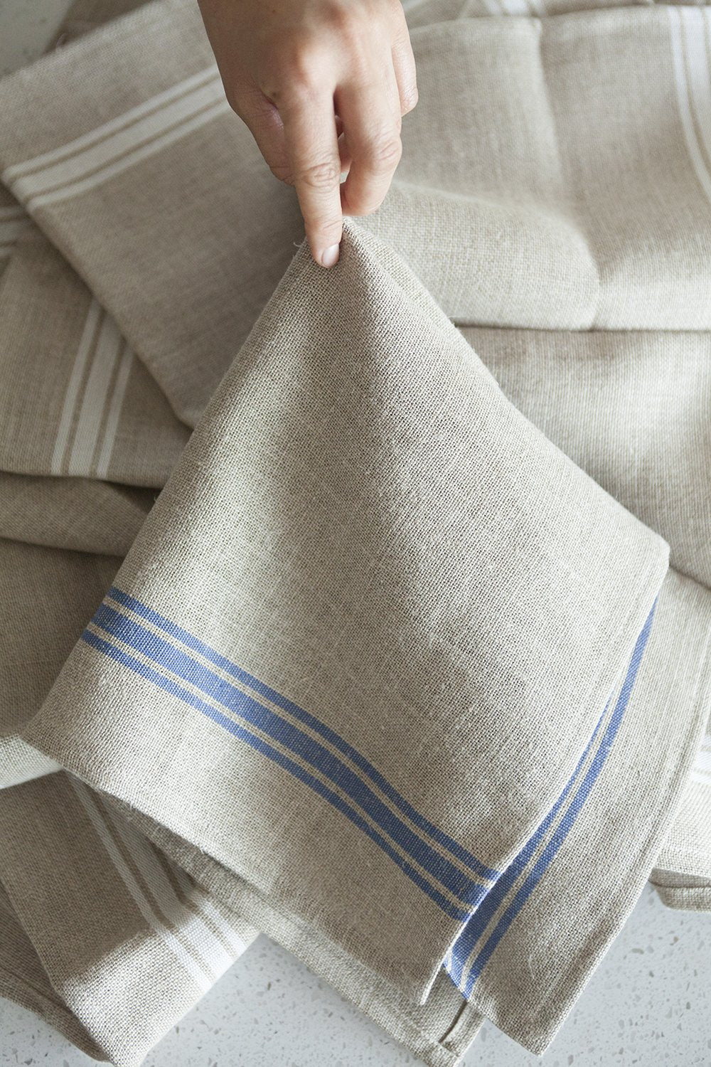 Thieffry Belgian Linen Dishtowel, Blue