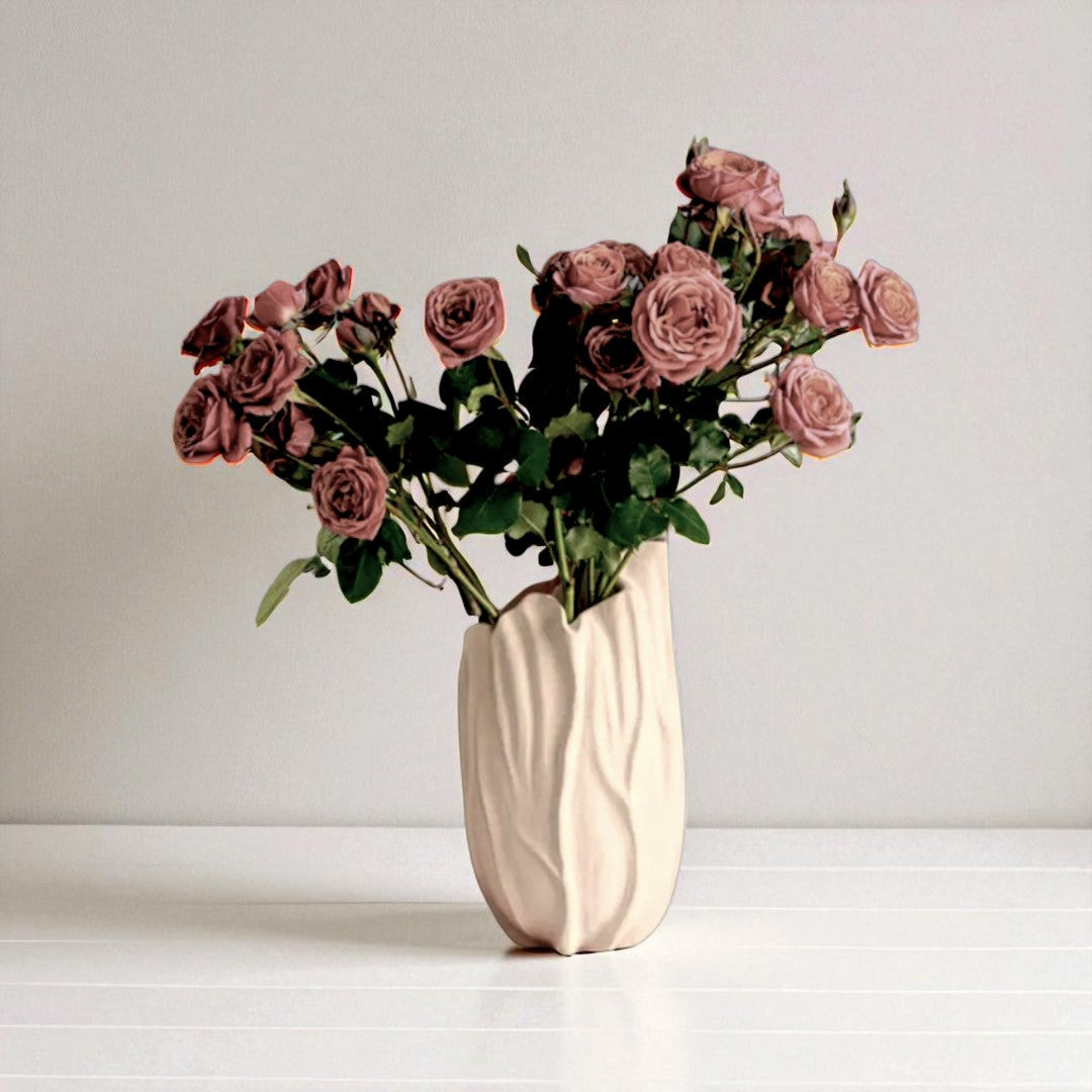 Lunaria Ivory Ceramic Sculptural Vase, 4.9"L x 4.5"W x 8.7"H