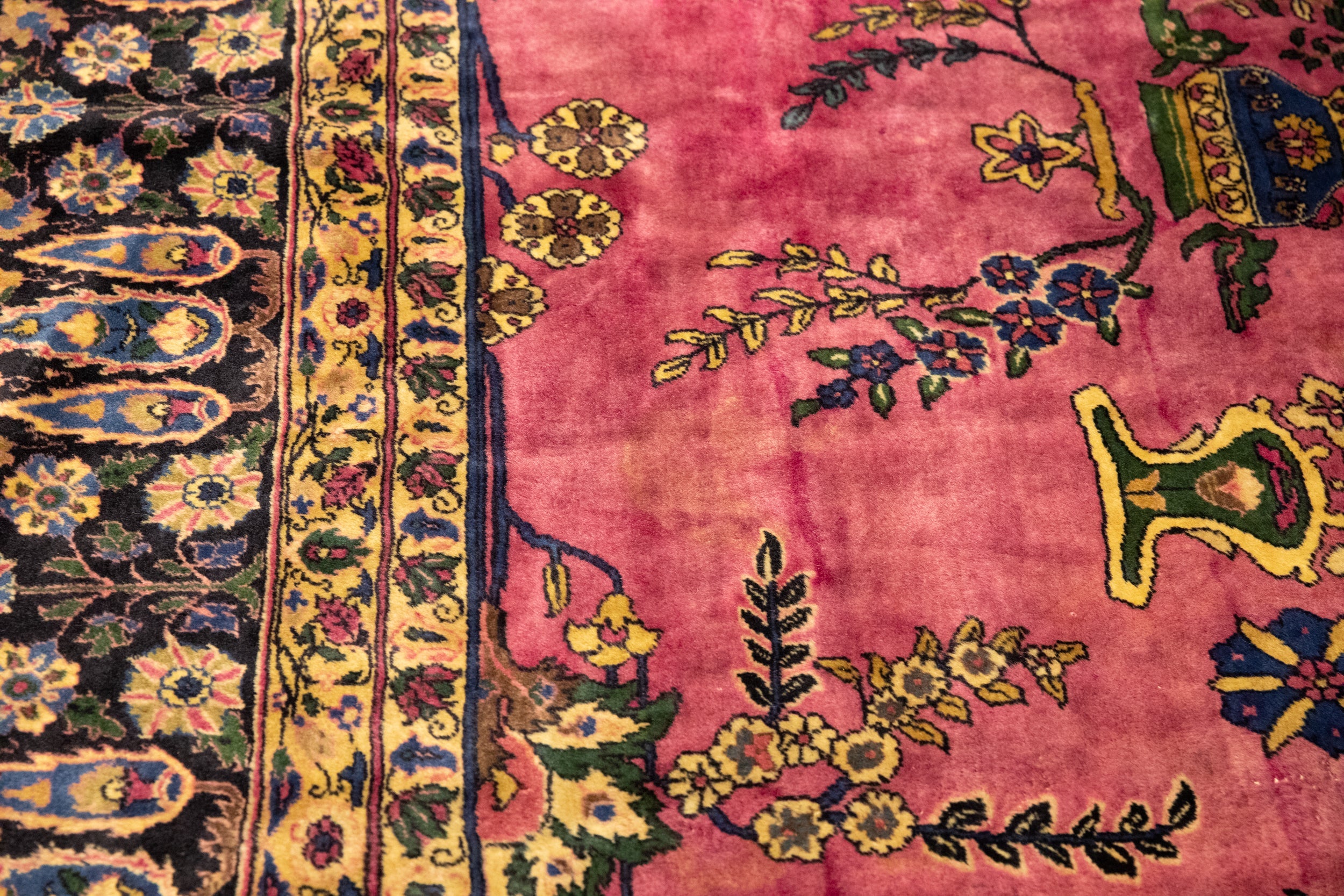 Vintage Meshed Carpet 14.5x18.5, hand-knotted one of a kind piece