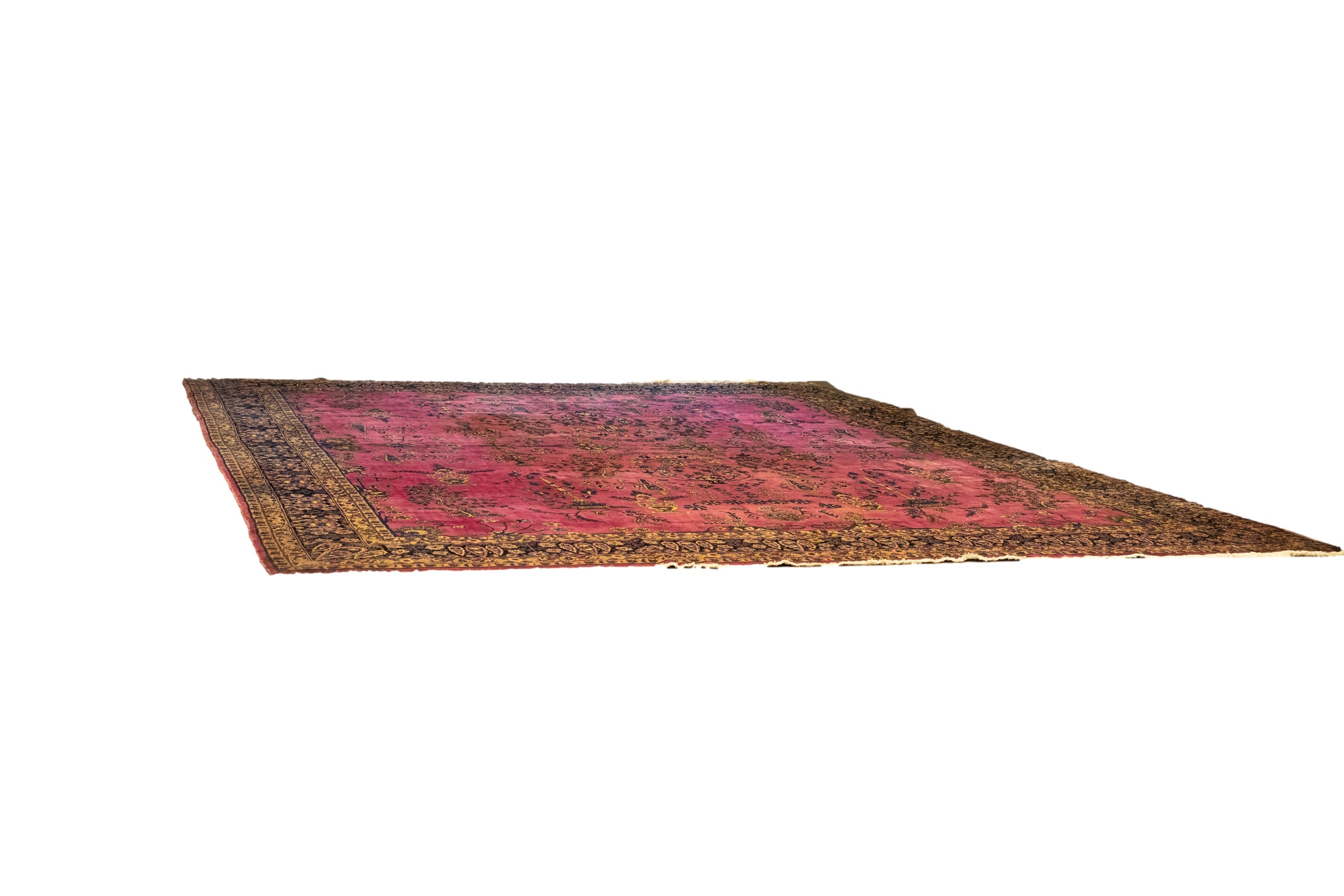 Back of the hand-knotted rug showing construction