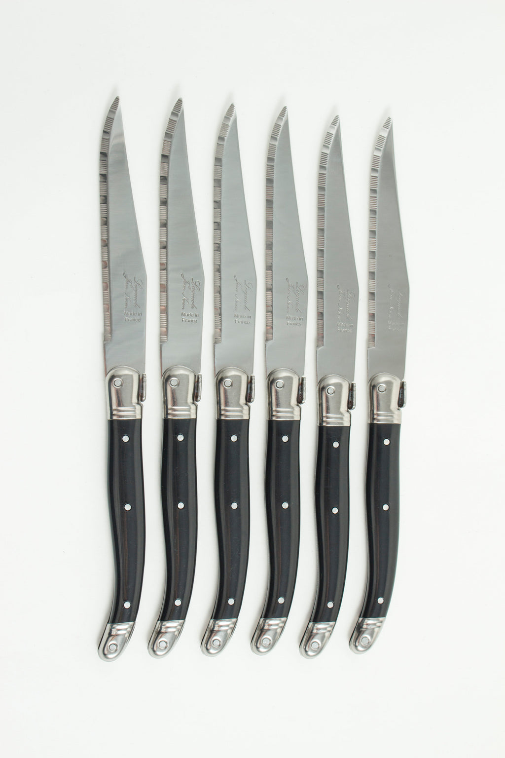 Laguiole 6 Piece Steak Knife Set, Black in Wood Presentation Box