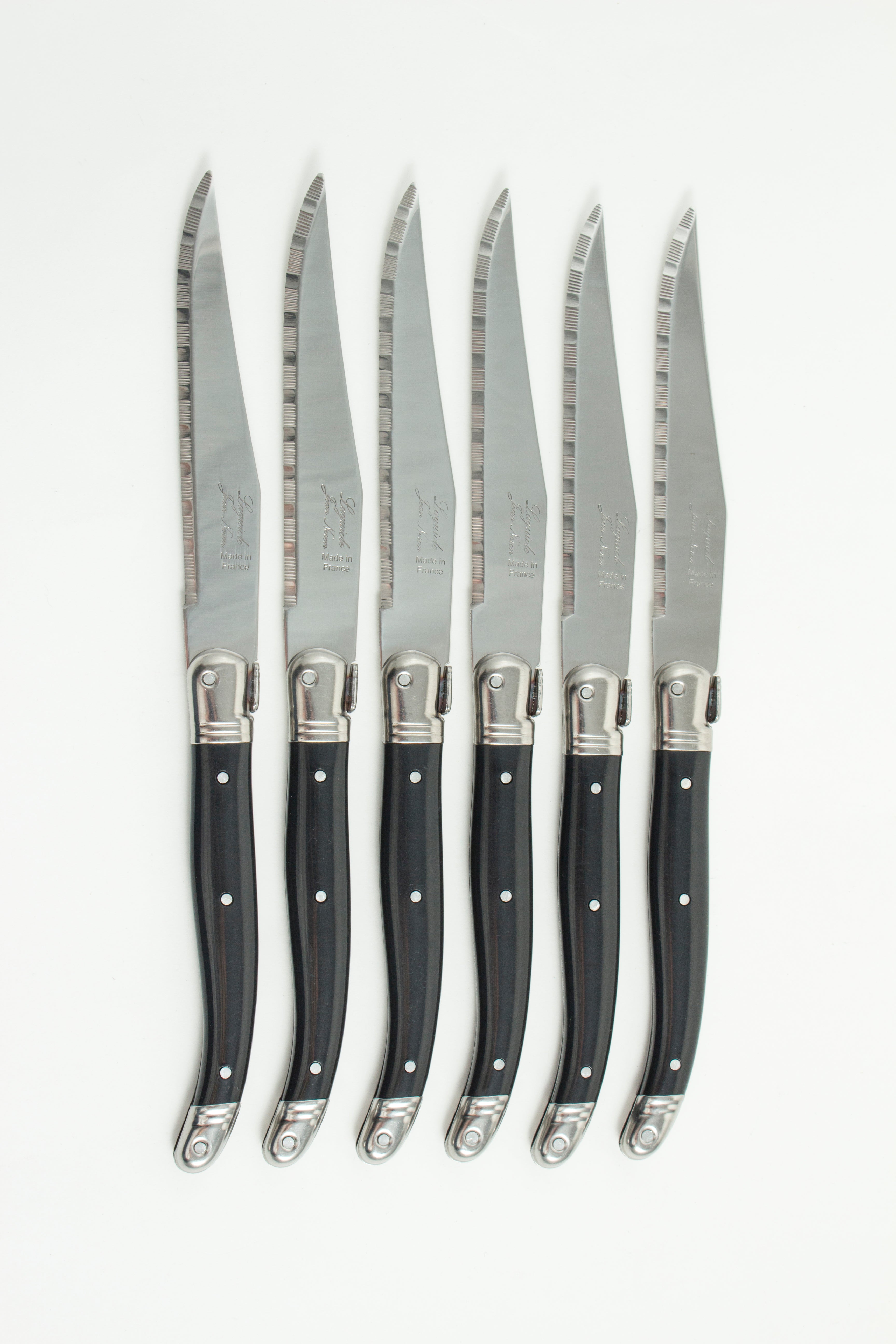 Laguiole 6 Piece Steak Knife Set, Black in Wood Presentation Box
