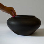Milan, Terracotta Vessel, Handpainted in Jet Black, 12.5"D x 6.2"H