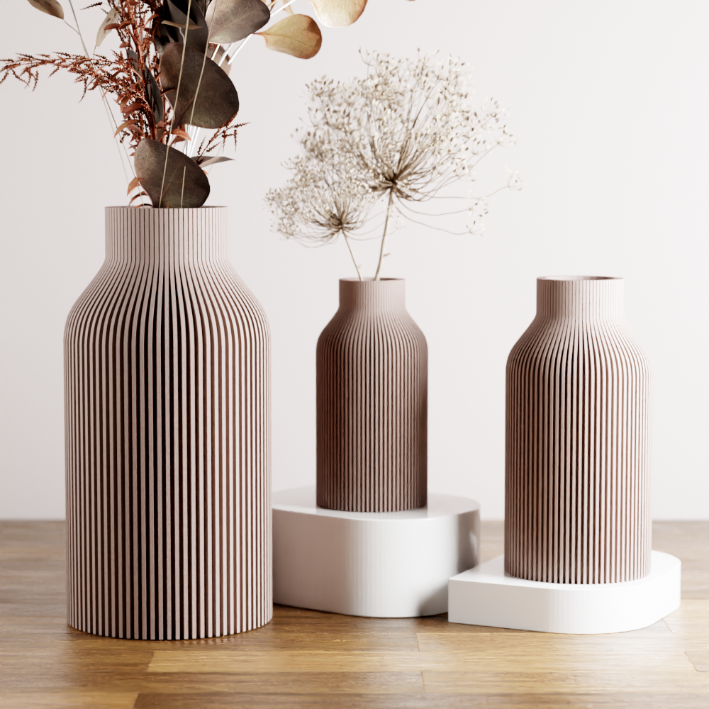Ribbed Bottle Vase in muted white