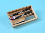 Laguiole 3 Piece Mini Cheese Utensil Set, Black Marble in Wood Box with Acrylic Lid