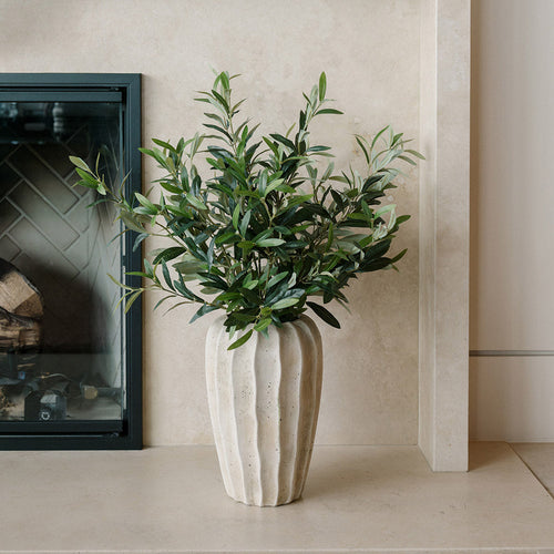30" Faux Olive Arrangement in Artisan Vase