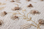 Natural Floral Embroidered Pillow