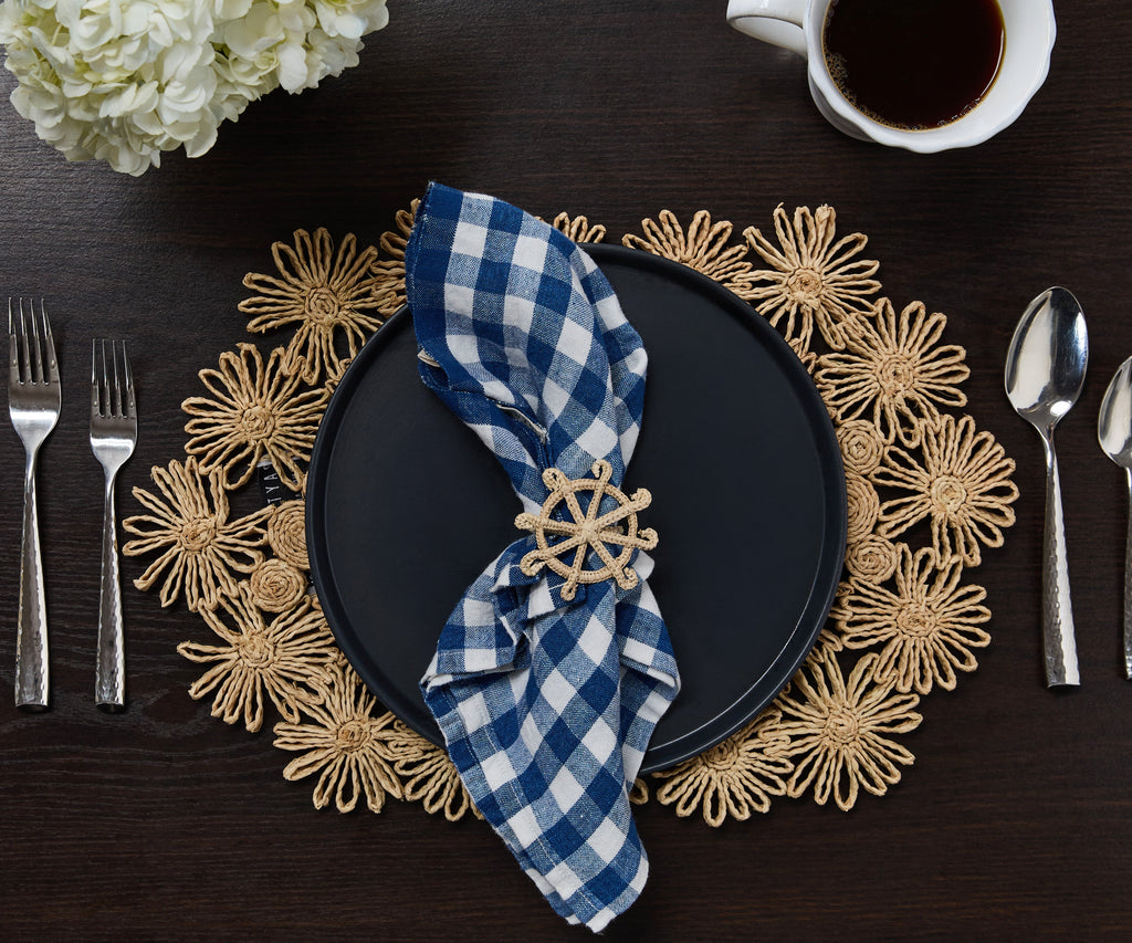 Coastal Ship Wheel Napkin Ring – 2.5” Handwoven Iraca Palm – Nautical Table Decor from Colombia