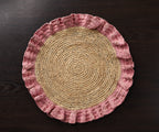 Handwoven Raffia Ruffle Placemat – Boho Chic Table Décor – Summer Table Accent