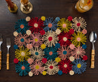 Fleur Raffia placemat, Multicolor Flowers woven tabletop