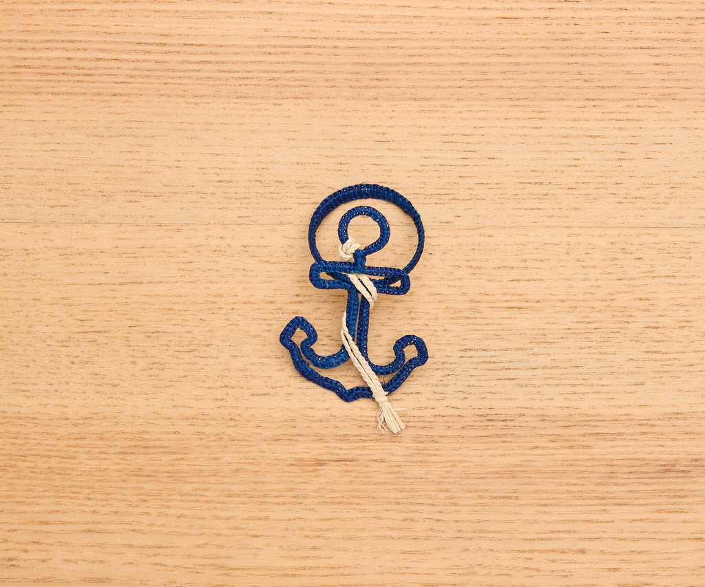 Nautical Anchor Napkin Rings – Coastal Table Decor, Handmade Raffia Napkin Holders, Set of 4 Blue and White Anchor Rings, Ocean Party Decor