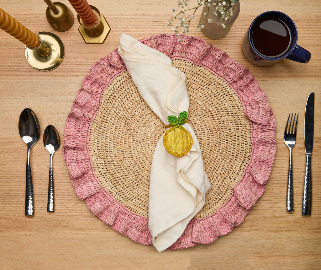Lemon Napkin Ring – 3.5” Handwoven Iraca Palm – Artisan Summer Table Decor from Colombia