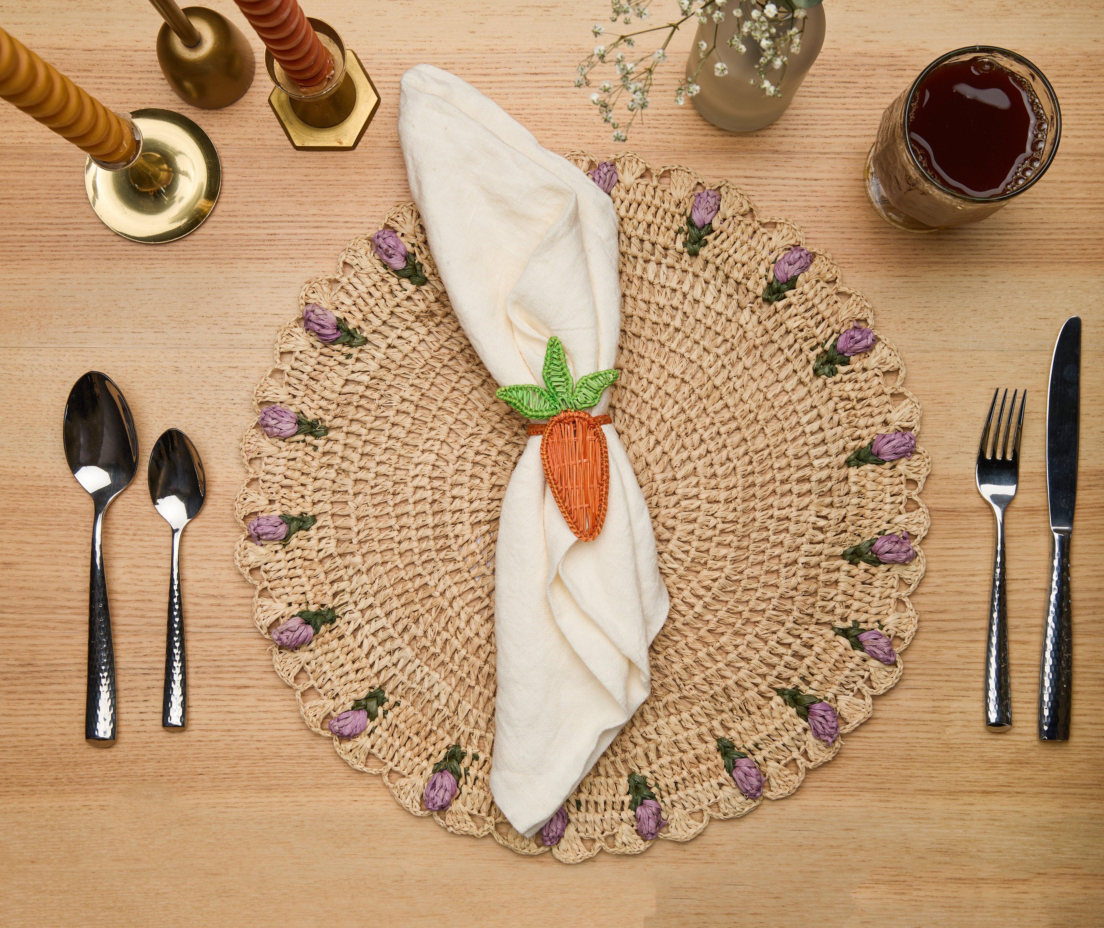 Lemon Napkin Ring – 3.5” Handwoven Iraca Palm – Artisan Summer Table Decor from Colombia