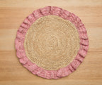 Handwoven Raffia Ruffle Placemat – Boho Chic Table Décor – Summer Table Accent