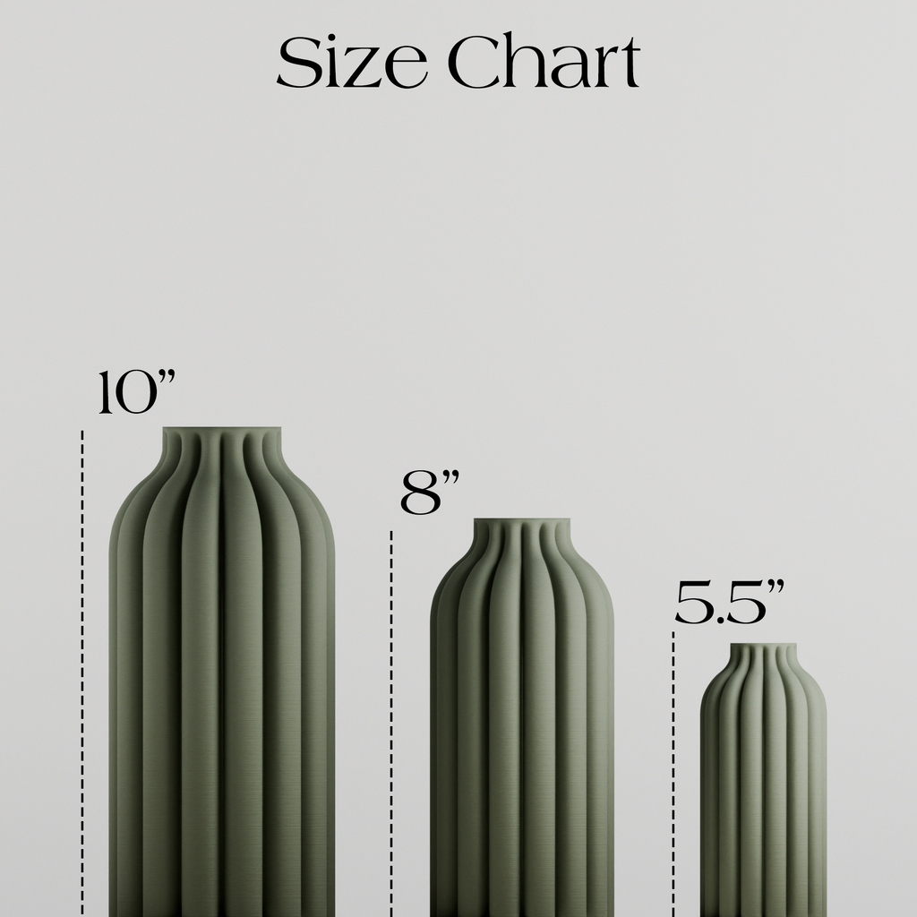 Pillar Vase sizes shown to scale