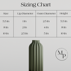 Pillar Vase sizes shown to scale