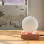 Cubic Table Lamp lit, soft warm glow