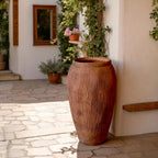 Pompeii Colossus, Fiber Clay Vessel in Burnt Sienna, Weathered Black or Aged Gray, 11"D x 20"H