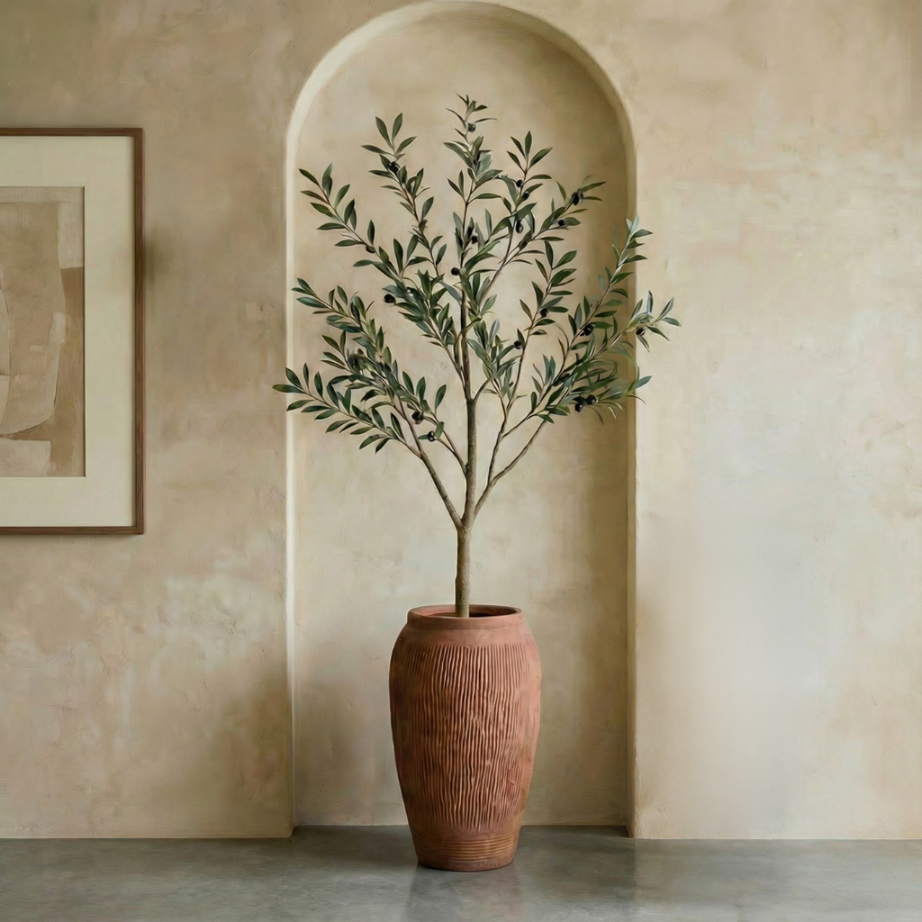 Pompeii Colossus, Fiber Clay Vessel in Burnt Sienna, Weathered Black or Aged Gray, 11"D x 20"H