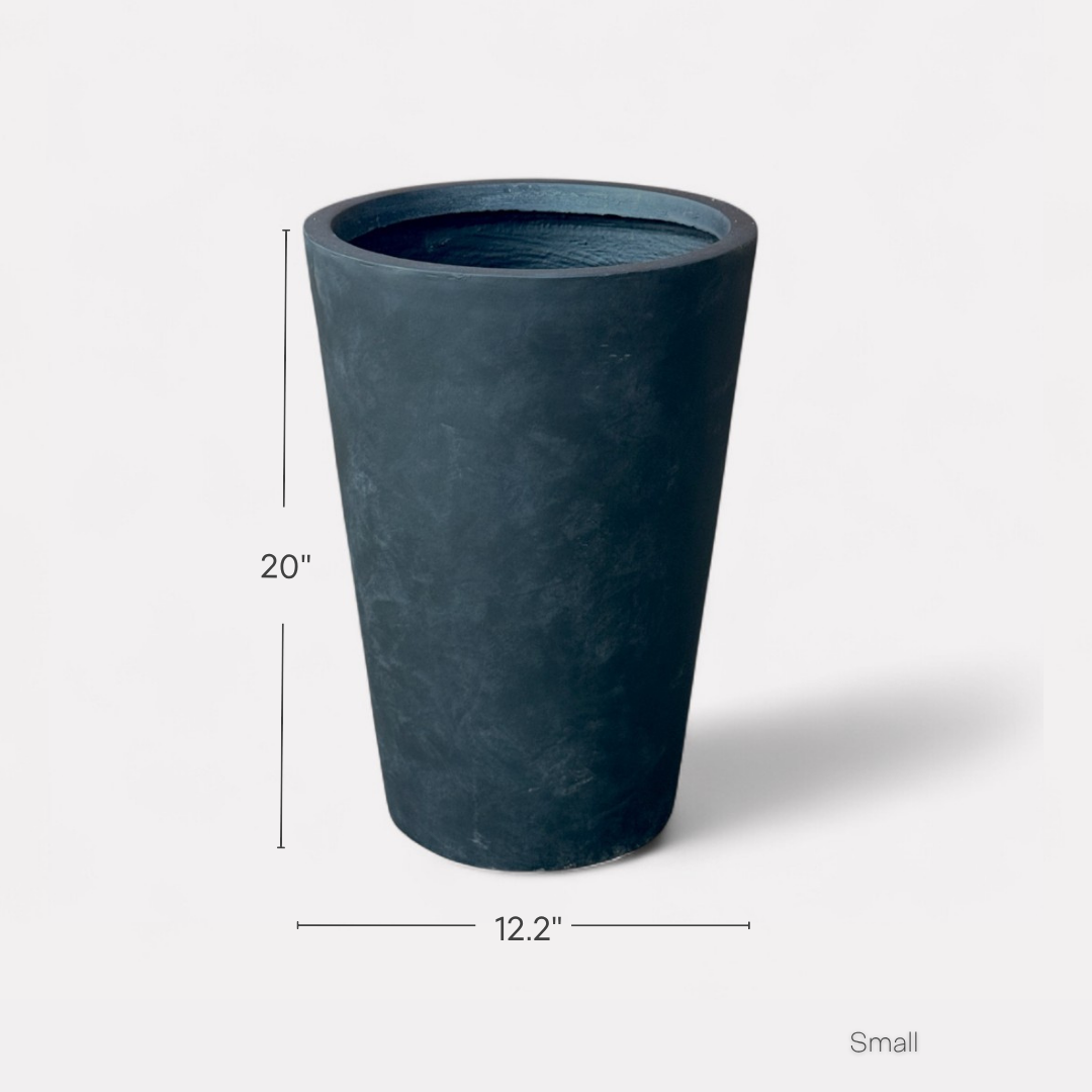 Tahiti Fiber Clay Planter, Hand-painted in Weathered Black or White Shiplap