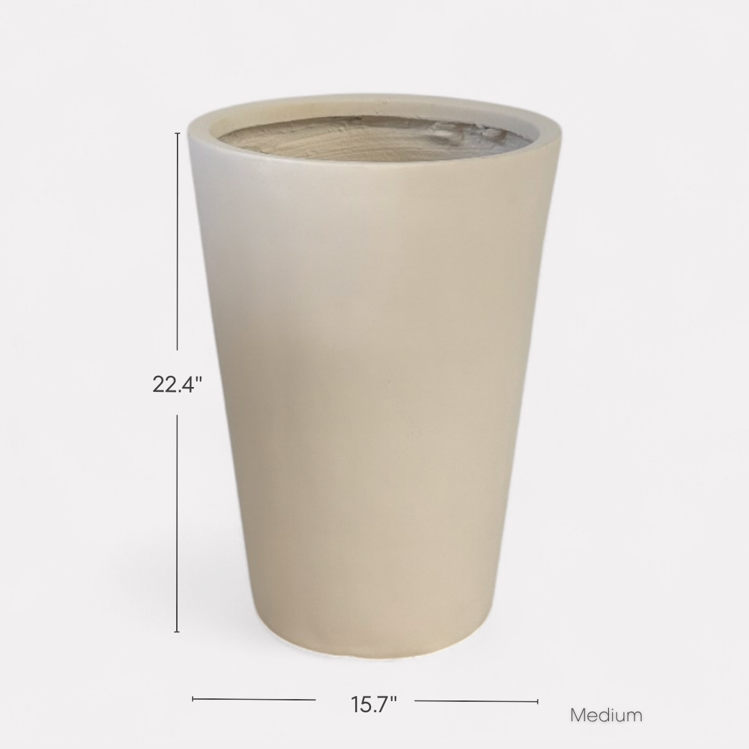 Tahiti Fiber Clay Planter, Hand-painted in Weathered Black or White Shiplap