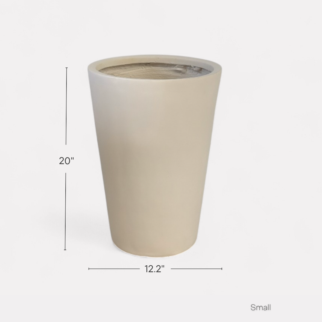 Tahiti Fiber Clay Planter, Hand-painted in Weathered Black or White Shiplap