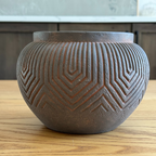 Linden Concrete Vessel in Rustic Umber or Natural Sandstone, 8"D X 6"H