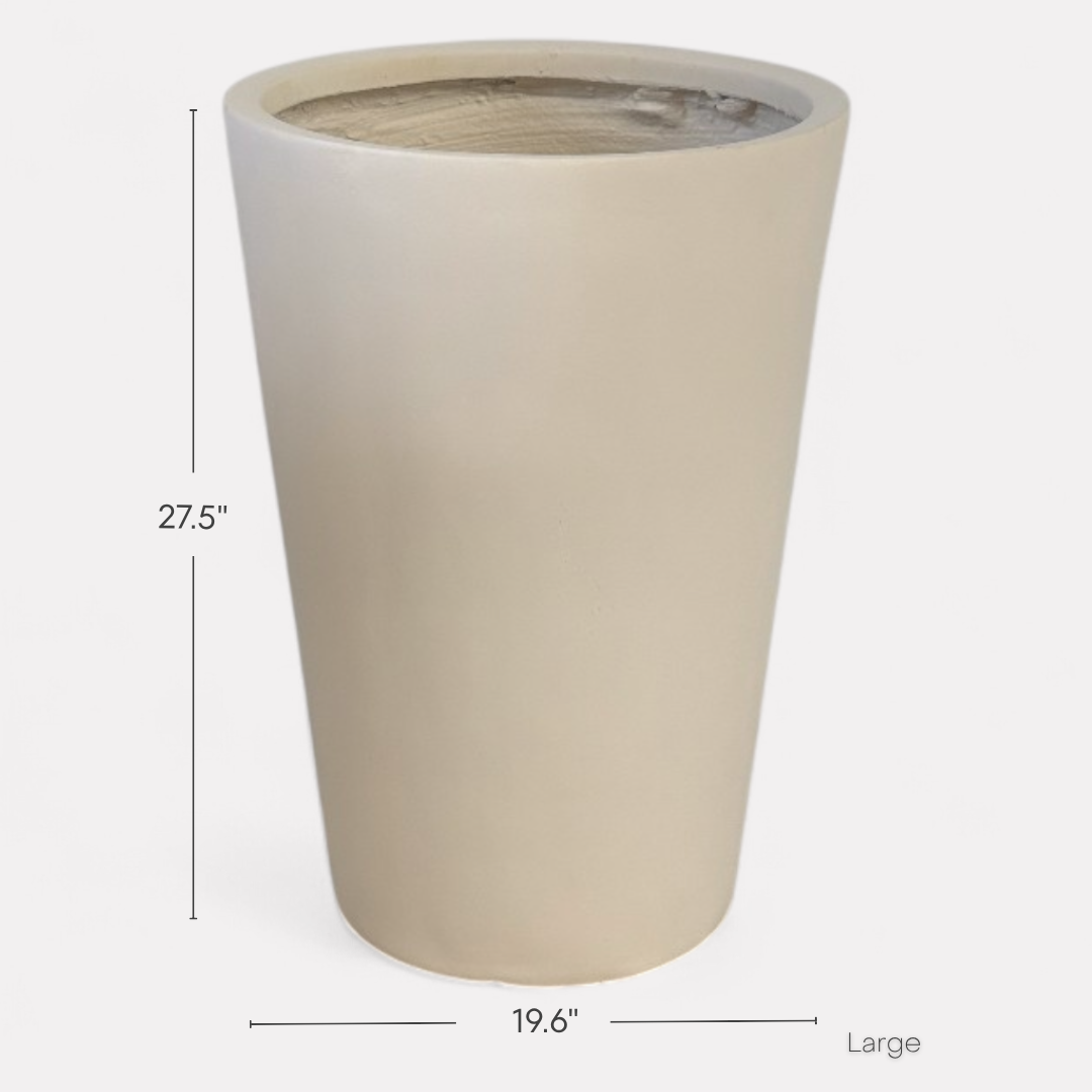 Tahiti Fiber Clay Planter, Hand-painted in Weathered Black or White Shiplap