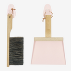 Andree Jardin "Mr & Mrs Clynk" Light Pink Hand Brush, Dustpan and Wall Hooks