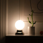 Ripple II Table Lamp lit, warm 2700K glow