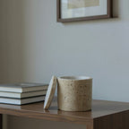 Rosalin Travertine Vessel with Lid, 3.9"D X 3.9"H