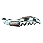 Laguiole checkerboard corkscrew with ebony and bone handle on a white background
