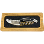 Dark horn corkscrew in its open oak box