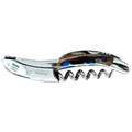 Laguiole blue cactus corkscrew with cobalt flecked handle on a white background