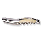 Laguiole zebu bone corkscrew with ivory toned handle on a white background
