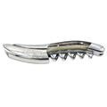 Laguiole DeLuxe No. 9 horn corkscrew with carved spine on a white background