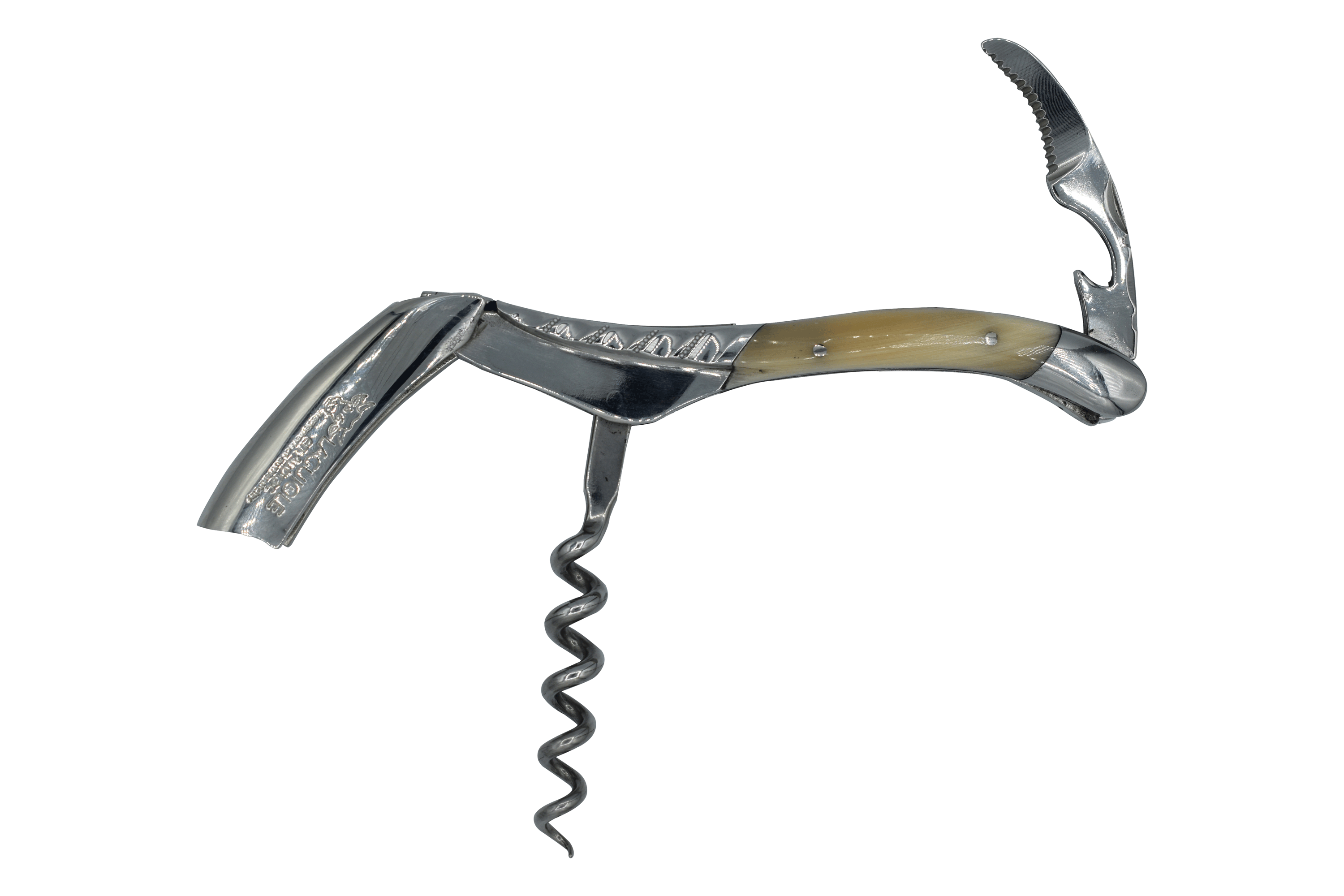 Corkscrew opened with the spiral pointing down