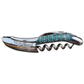 Laguiole turquoise resin corkscrew with Paper Waves handle on a white background
