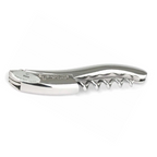 Laguiole polished steel corkscrew folded on a white background