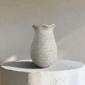 Sable Scalloped Crock, Terracotta Pot, Hand-Painted in Aged White or Earthly Brown, 6.2"D x 9.4"H
