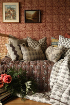Ruby Cotton Block Print Quilted Coverlet