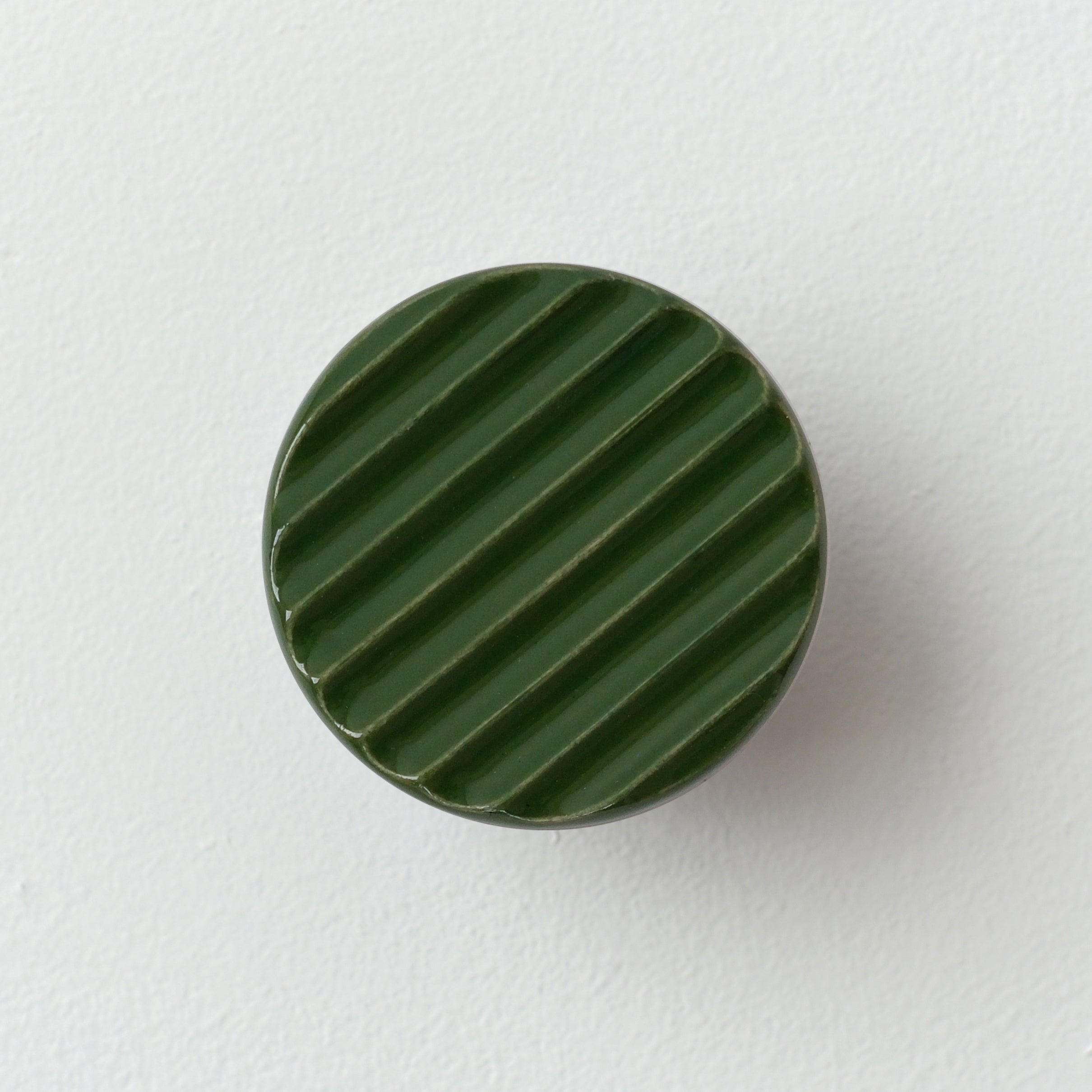 handmade ceramic coat hook with fluted ridges