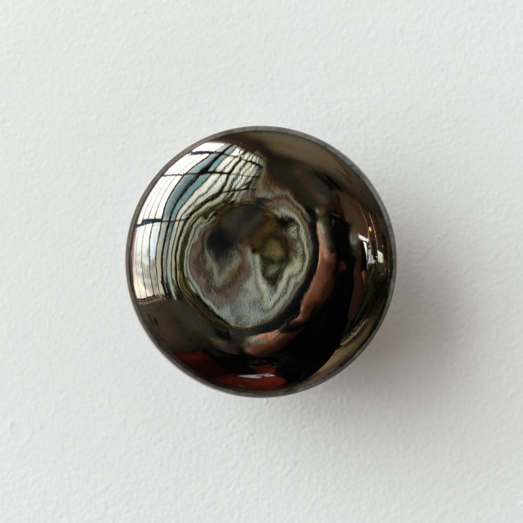 chrome ceramic coat hook in a modern entryway