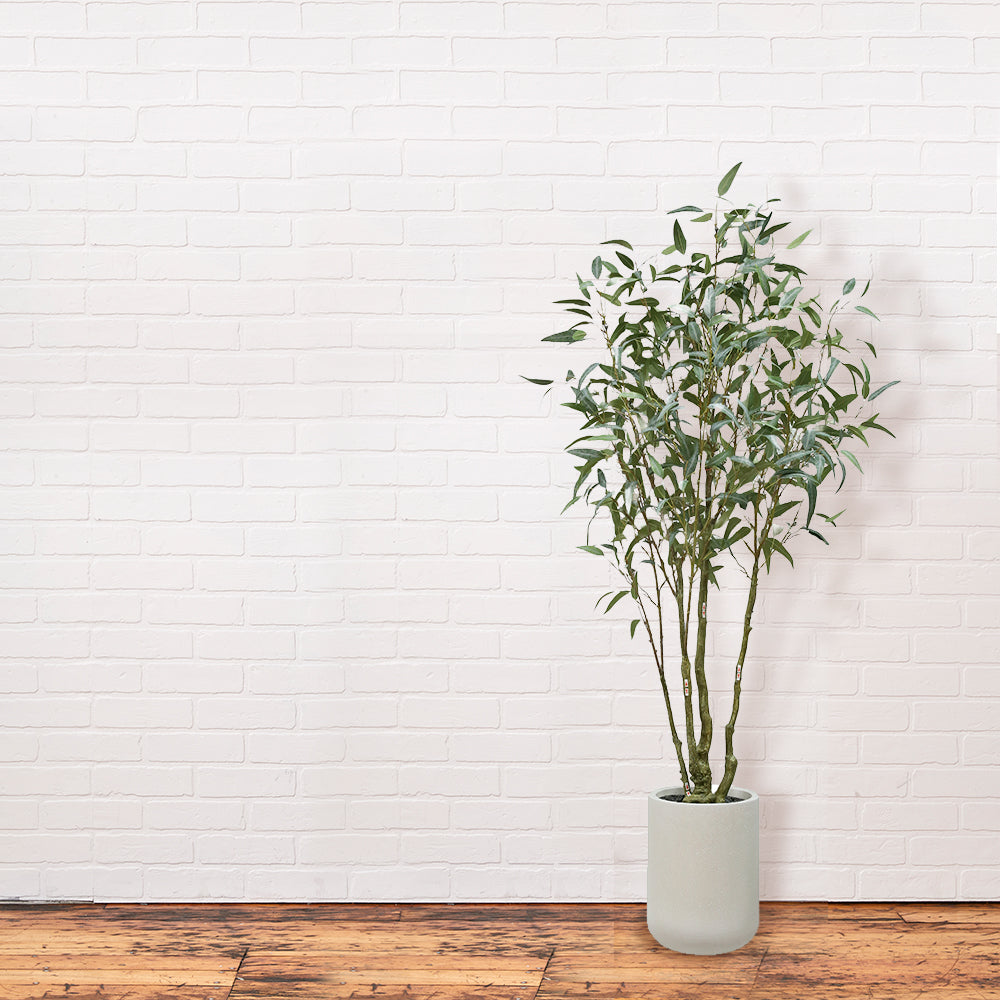 7' Artificial Willow Eucalyptus Tree with Artisan Planter