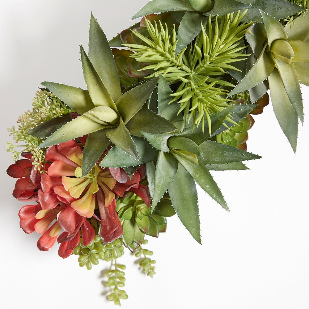 Rectangular Artificial Succulent Arrangement, Gray Planter