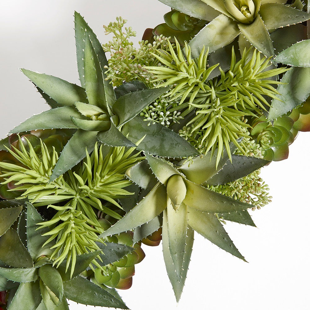 Rectangular Artificial Succulent Arrangement, Gray Planter